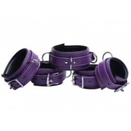 ロッキングレザーボンテージセット (紫, 黒)